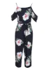 Black Floral Cold Shoulder Culotte Jumpsuit sold by AX Paris
