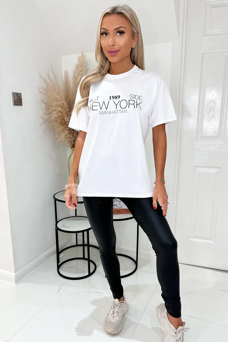 White 1989 New York Slogan T-Shirt sold by AX Paris product image thumbnail 2