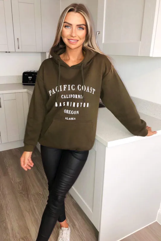 Khaki Pacific Coast Hoodie sold by AX Paris