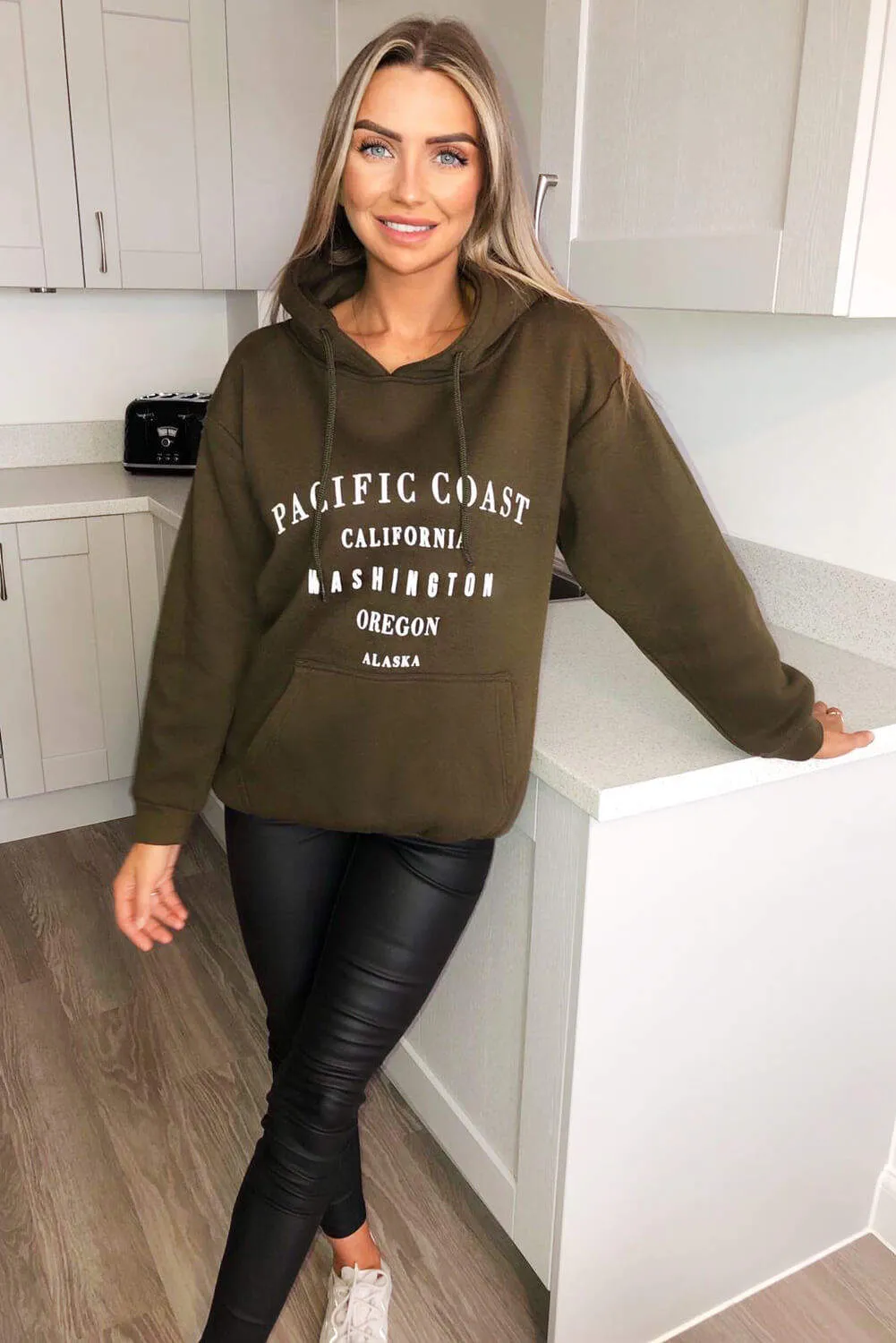 Khaki Pacific Coast Hoodie sold by AX Paris