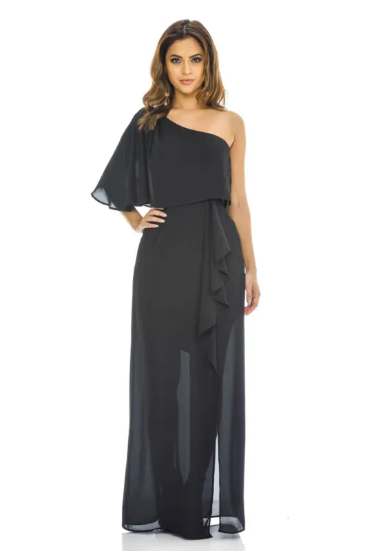 Black One Shoulder Maxi    Dress sold by AX Paris