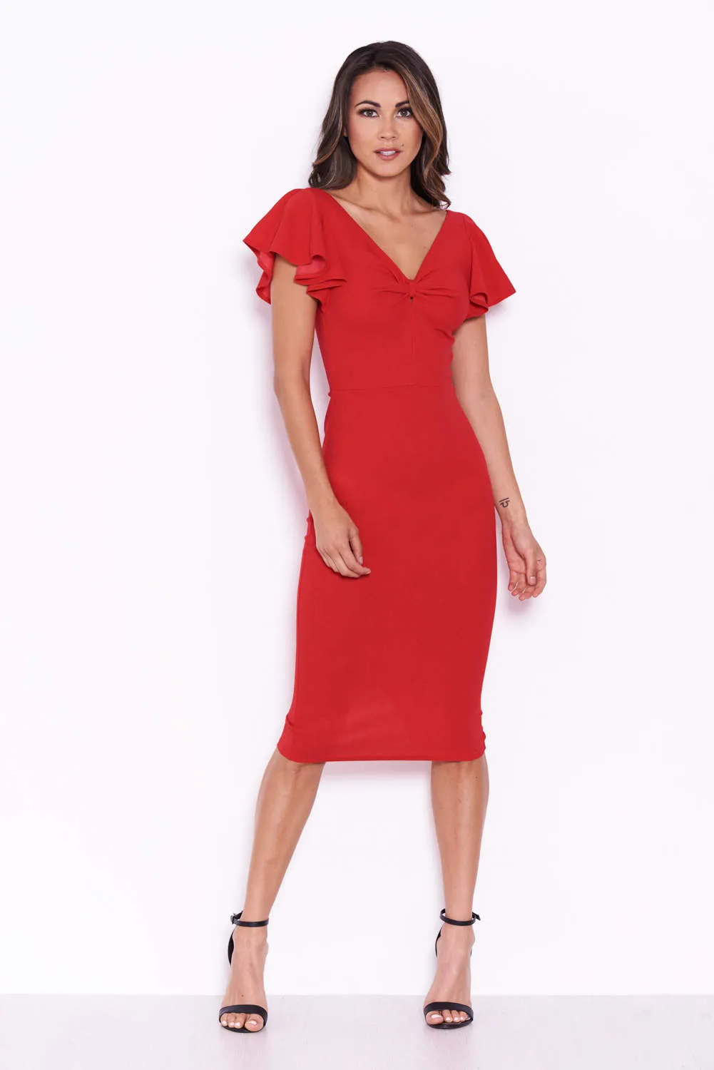 Red Bow Front Midi Dress sold by AX Paris product image thumbnail 2