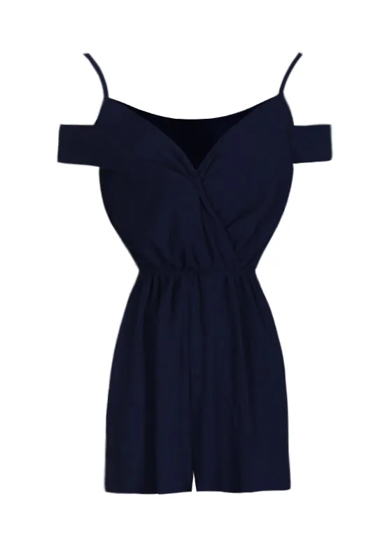 Navy Cold Shoulder Wrap Front Playsuit sold by AX Paris product image thumbnail 4