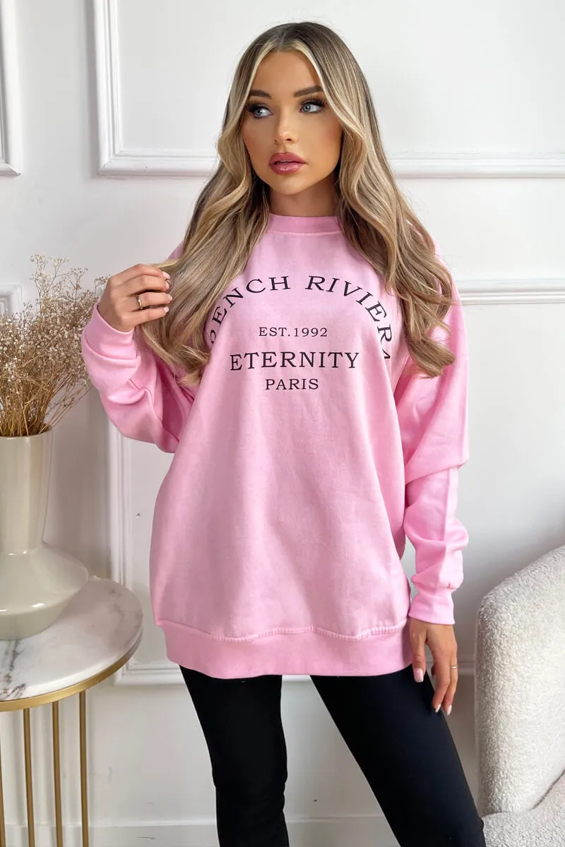 Pink French Riviera Slogan Sweatshirt sold by AX Paris product image thumbnail 3