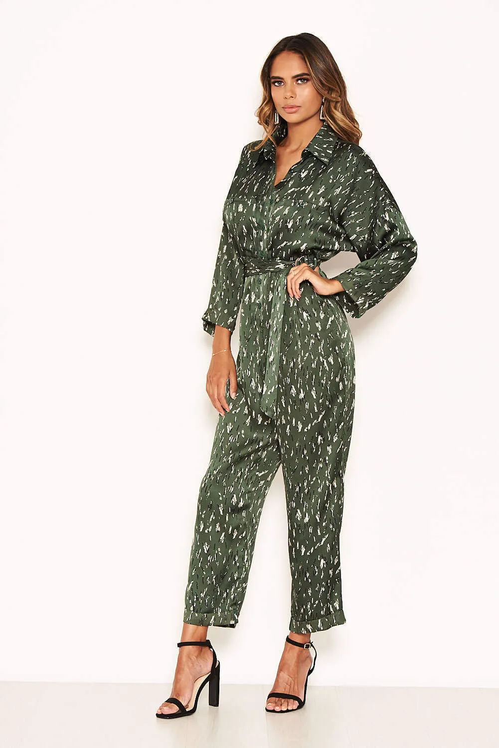 Green Printed Button Up Jumpsuit sold by AX Paris product image thumbnail 5