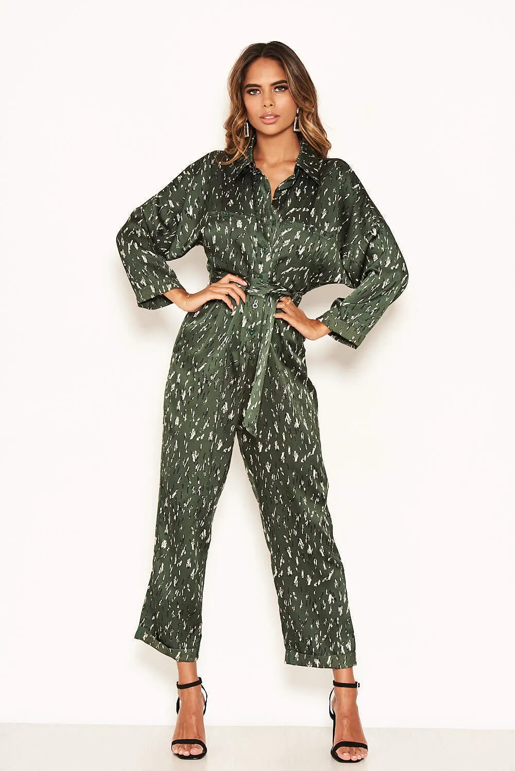 Green Printed Button Up Jumpsuit sold by AX Paris product image thumbnail 2