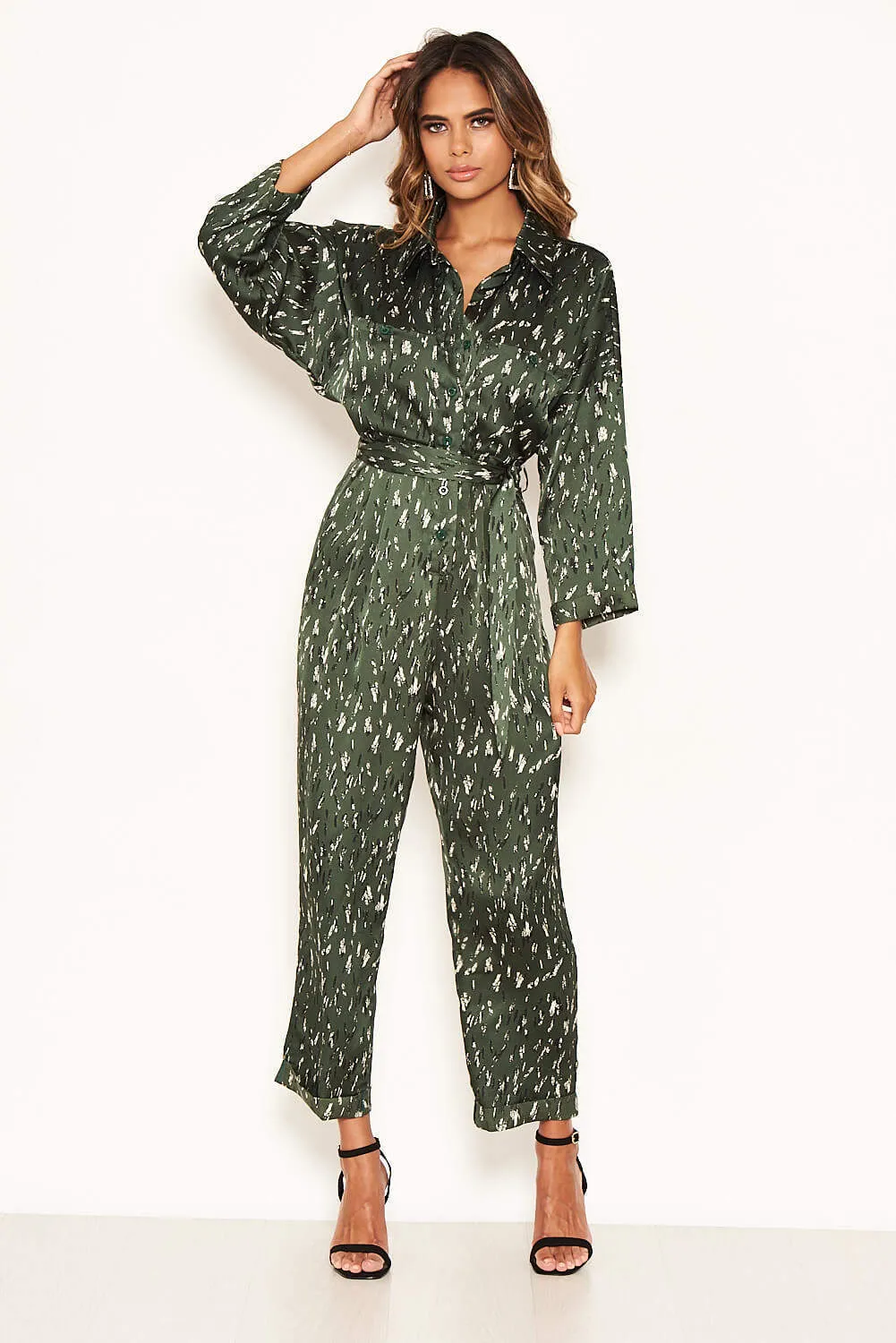 Green Printed Button Up Jumpsuit sold by AX Paris product image thumbnail 3