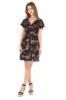 Black V-neck Wrap Front Floral Dress sold by AX Paris