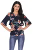 Navy Floral Frill Detail Top sold by AX Paris