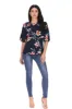 Navy Floral Frill Detail Top sold by AX Paris