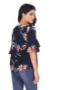 Navy Floral Frill Detail Top sold by AX Paris