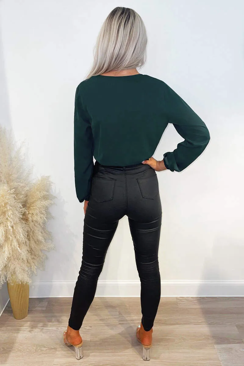 Teal Wrap Over Bodysuit sold by AX Paris product image thumbnail 4