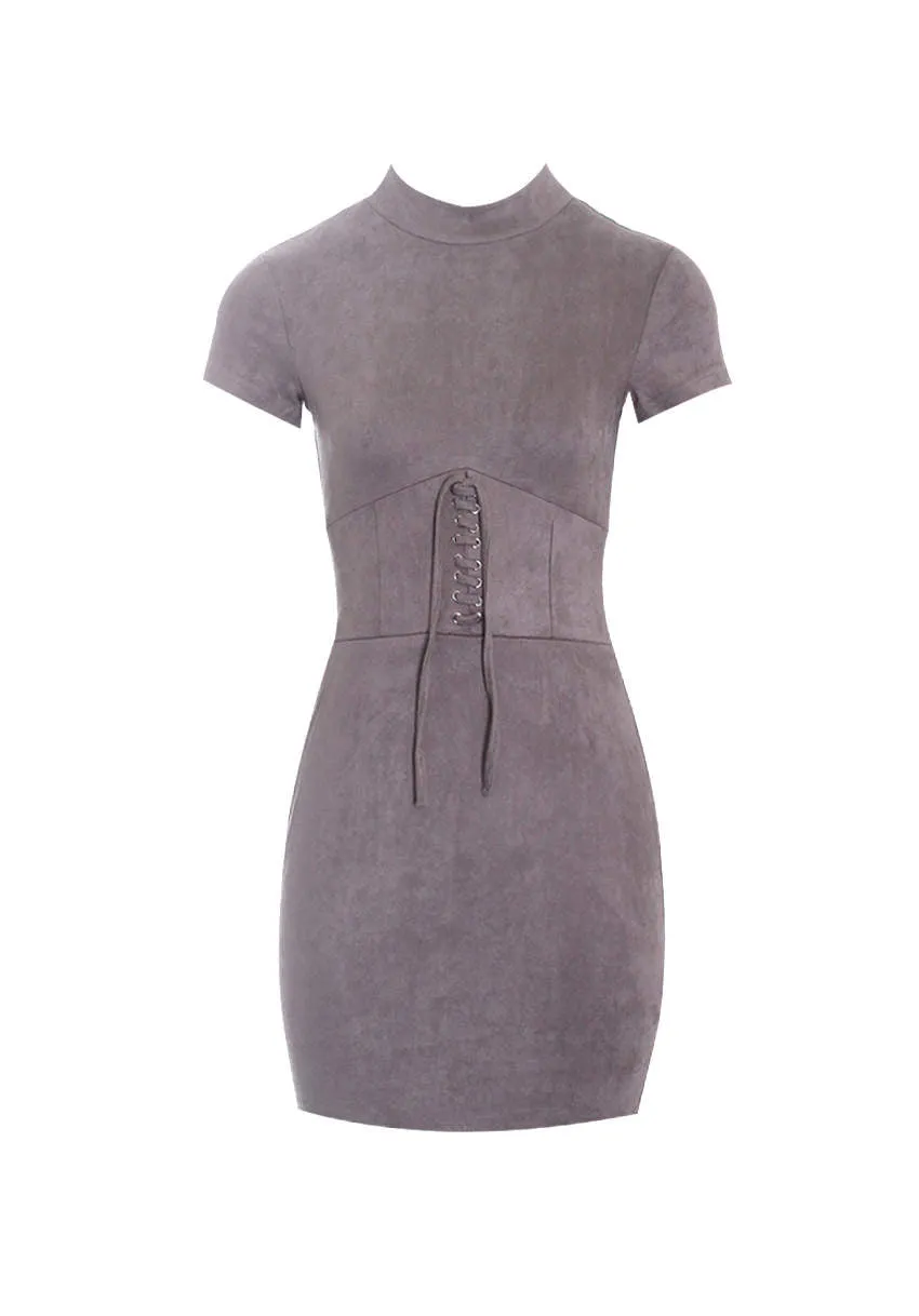 Mocha Faux Suede Mini Dress sold by AX Paris product image thumbnail 4