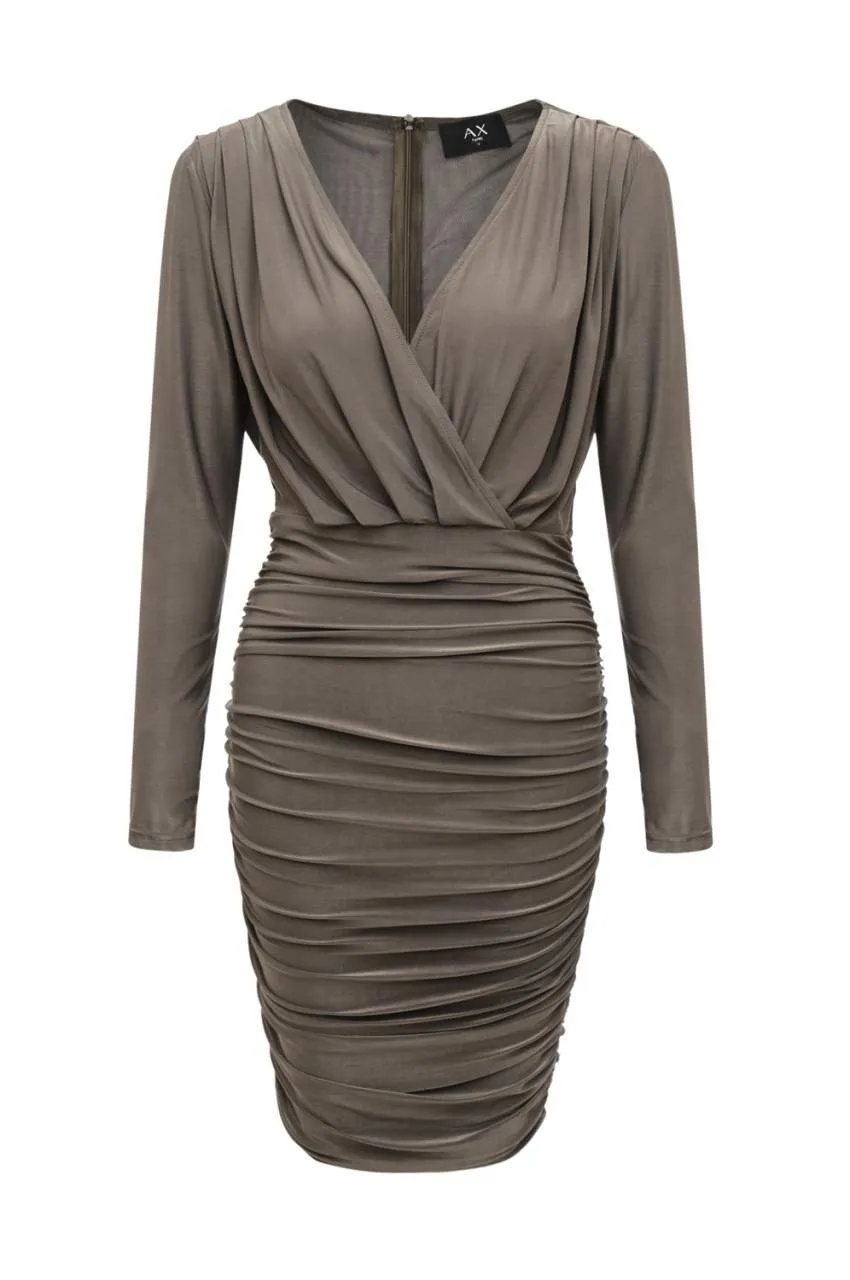 Pewter V Front Slinky Midi Dress sold by AX Paris product image thumbnail 4