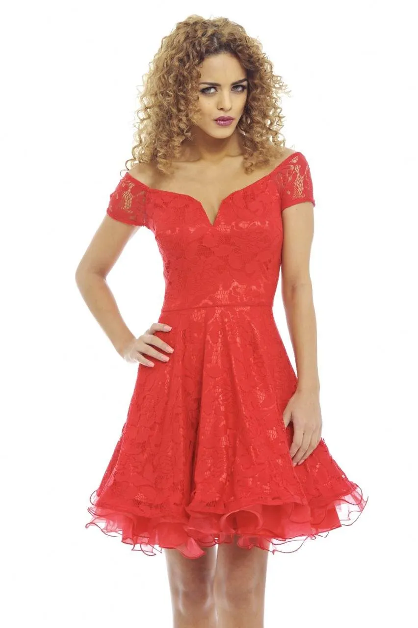 Off The Shoulder Kick Out Net Dress sold by AX Paris product image thumbnail 3