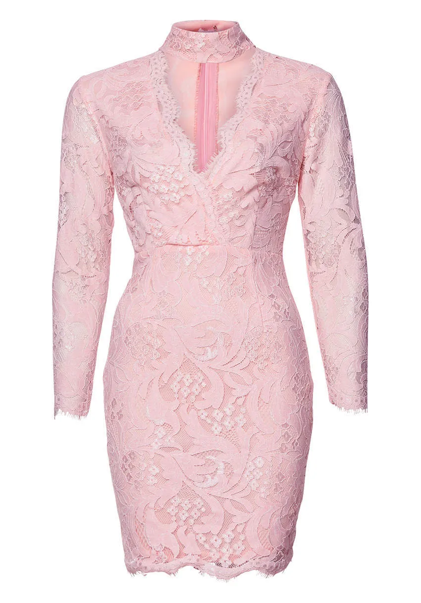 Pink Lace Choker Bodycon Mini Dress sold by AX Paris product image thumbnail 4