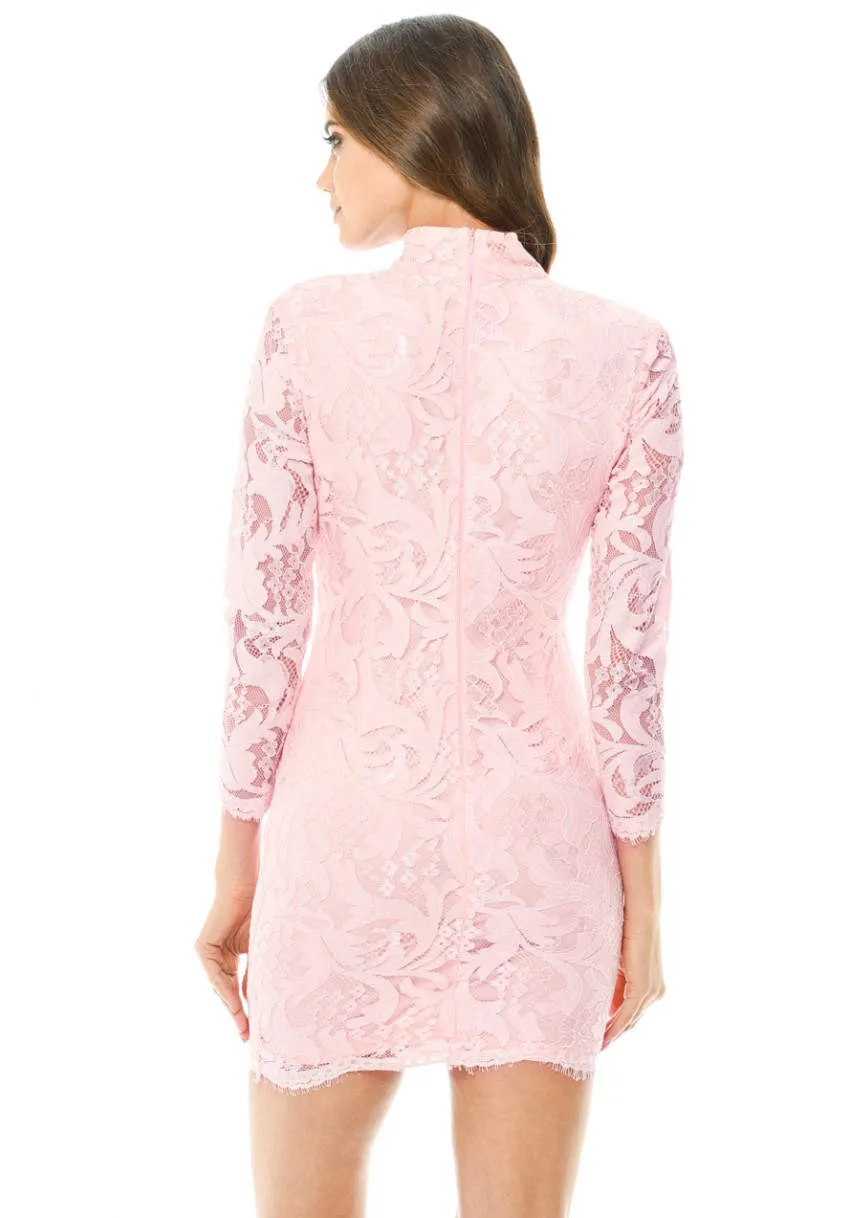 Pink Lace Choker Bodycon Mini Dress sold by AX Paris product image thumbnail 3