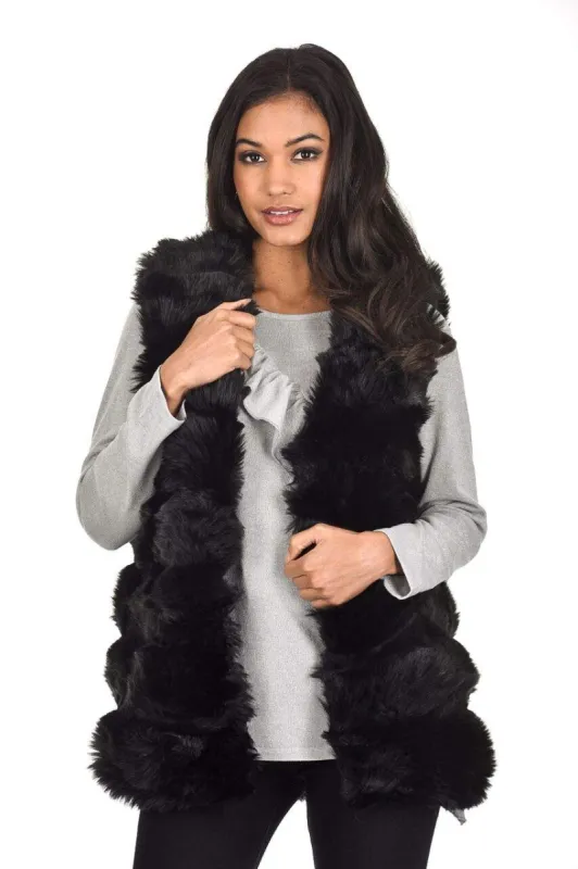 Black Faux Fur Gilet sold by AX Paris