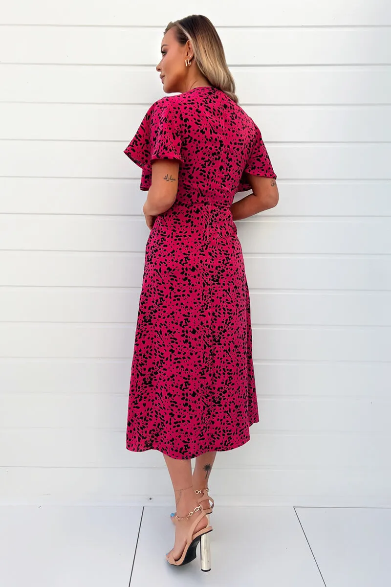 Pink And Black Printed Split Skirt Midi Dress sold by AX Paris product image thumbnail 4