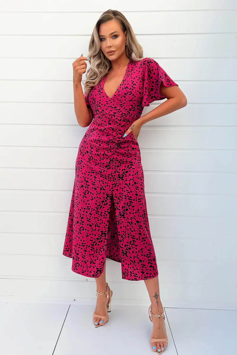 Pink And Black Printed Split Skirt Midi Dress sold by AX Paris product image thumbnail 2
