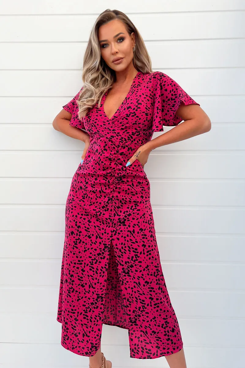 Pink And Black Printed Split Skirt Midi Dress sold by AX Paris product image thumbnail 3