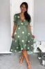 Green Dot Print Wrap Over Midi Dress sold by AX Paris