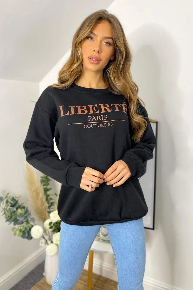 Black Liberte Printed Sweatshirt sold by AX Paris product image thumbnail 2