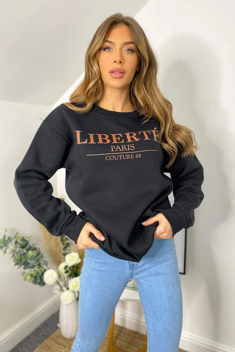 Black Liberte Printed Sweatshirt sold by AX Paris product image thumbnail 3