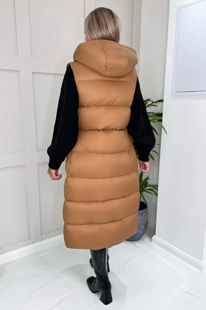 Camel Drawstring Waist Puffer Gilet sold by AX Paris product image thumbnail 4