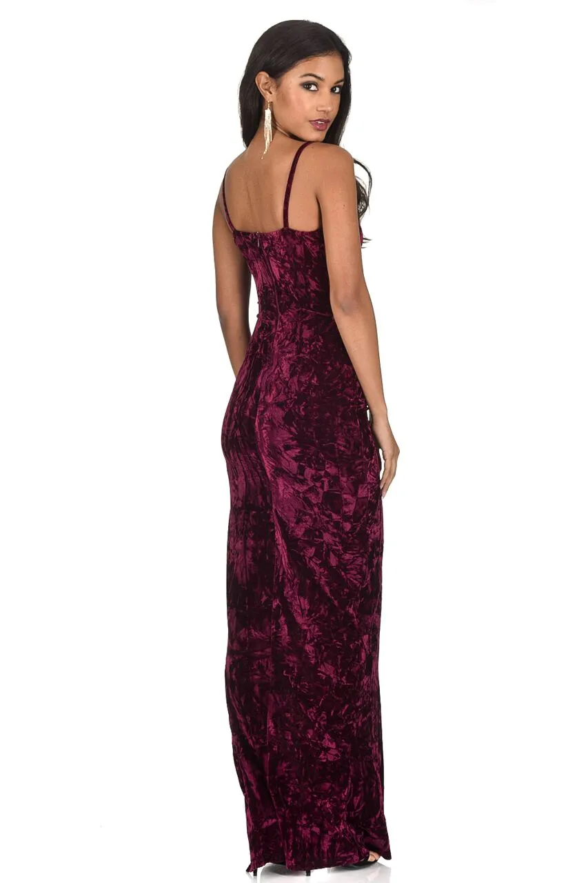 Plum Velvet Wrap over Slit Dress sold by AX Paris product image thumbnail 3