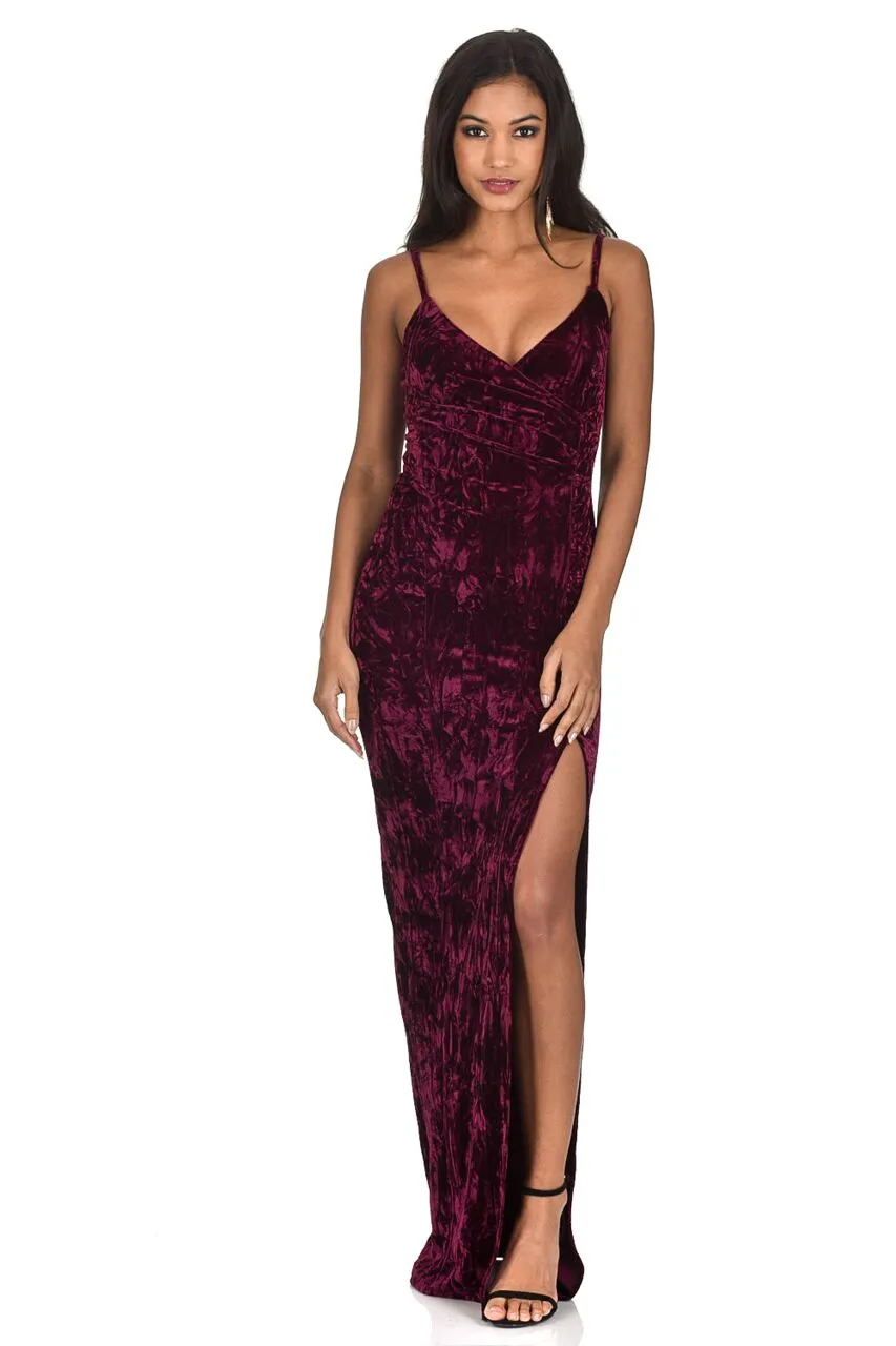 Plum Velvet Wrap over Slit Dress sold by AX Paris product image thumbnail 2