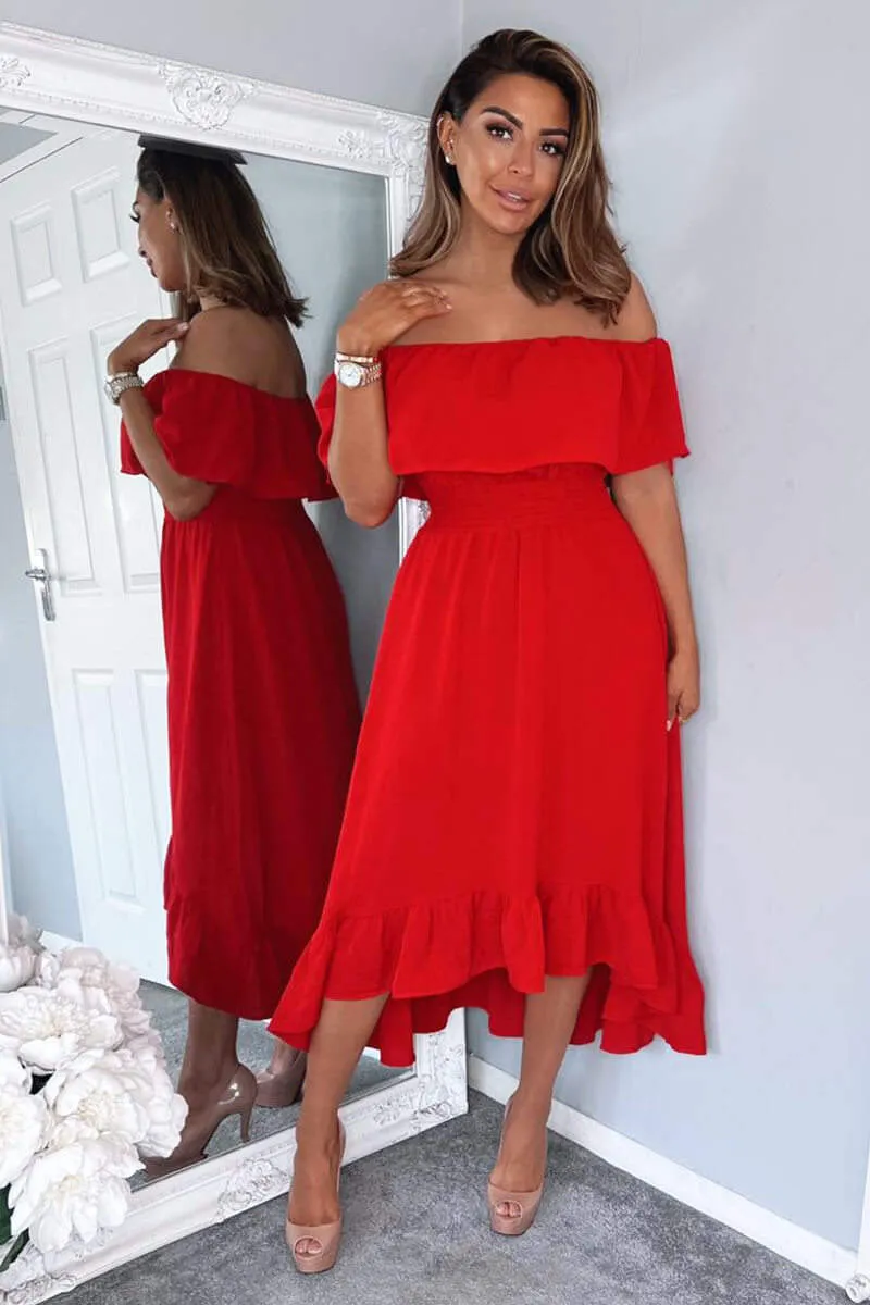Red Bardot Style Midi Dress sold by AX Paris product image thumbnail 3