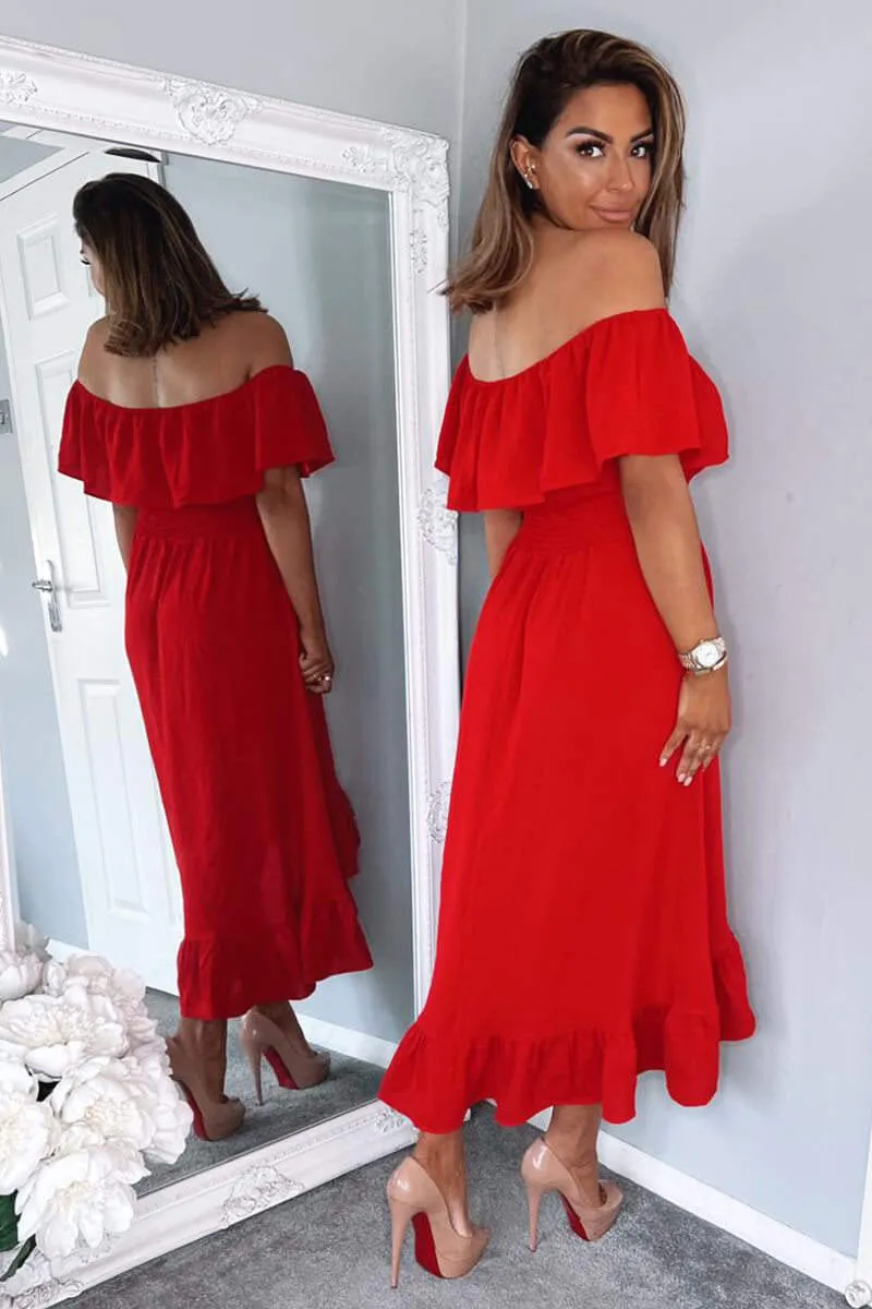 Red Bardot Style Midi Dress sold by AX Paris product image thumbnail 4
