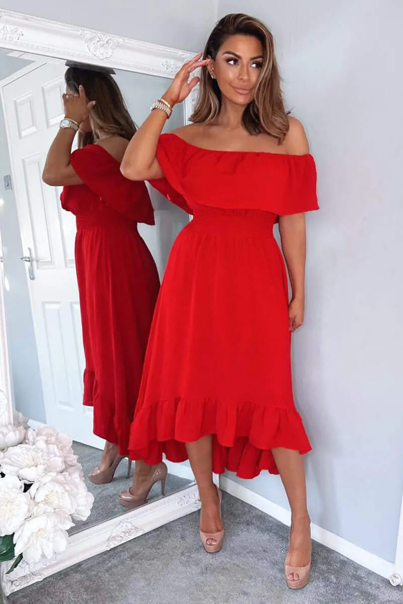 Red Bardot Style Midi Dress sold by AX Paris