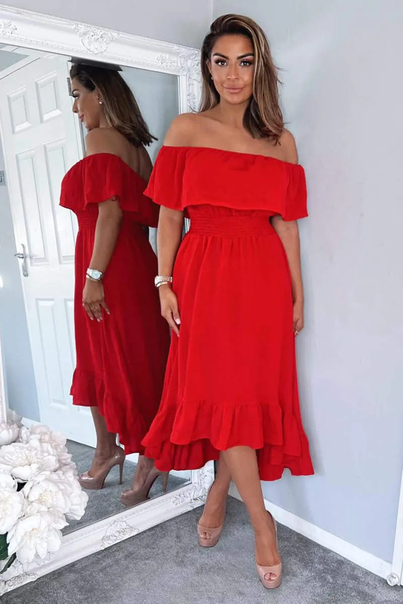 Red Bardot Style Midi Dress sold by AX Paris product image thumbnail 2