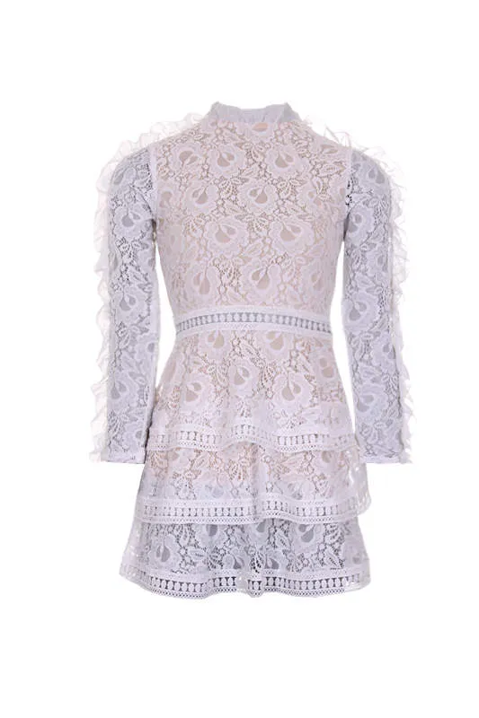 Cream Lace Tiered Mini Dress sold by AX Paris product image thumbnail 4