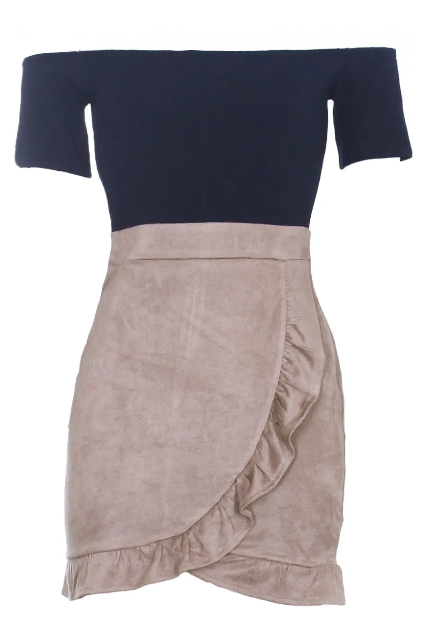 Mocha Bardot 2 In 1 Frill Dress sold by AX Paris product image thumbnail 4