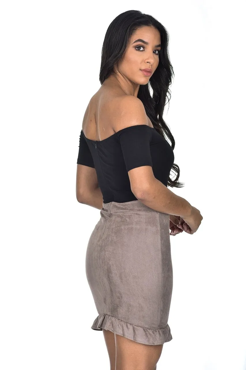 Mocha Bardot 2 In 1 Frill Dress sold by AX Paris product image thumbnail 3