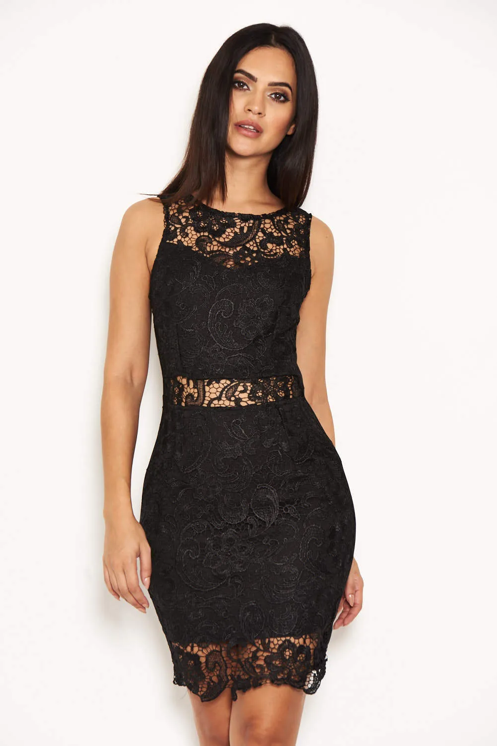 Black Crochet Embroidered Mini Dress sold by AX Paris product image thumbnail 5