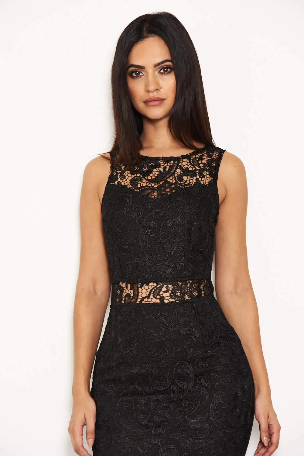 Black Crochet Embroidered Mini Dress sold by AX Paris product image thumbnail 2