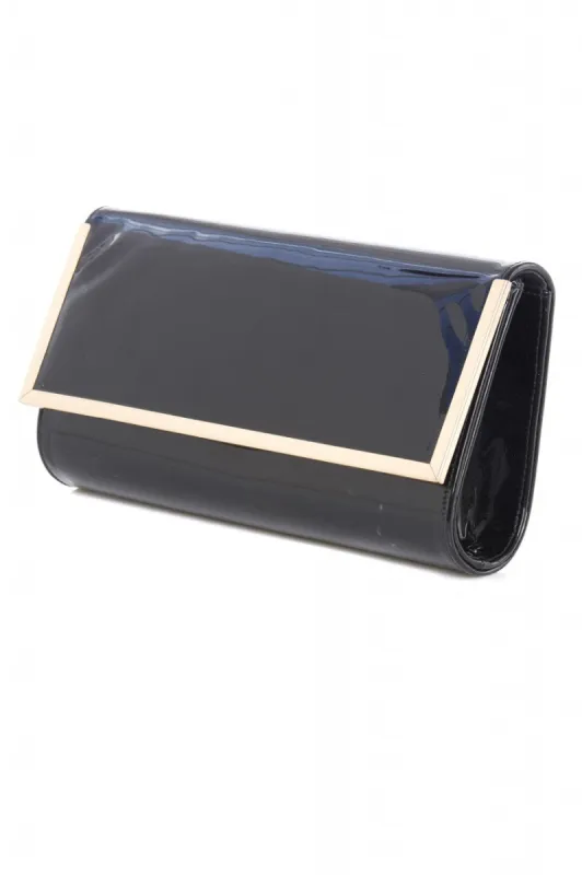 Patent Rectangle Gold Edged Clutch sold by AX Paris