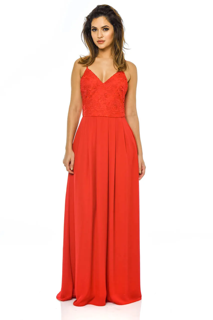 Red Crochet Maxi Dress sold by AX Paris