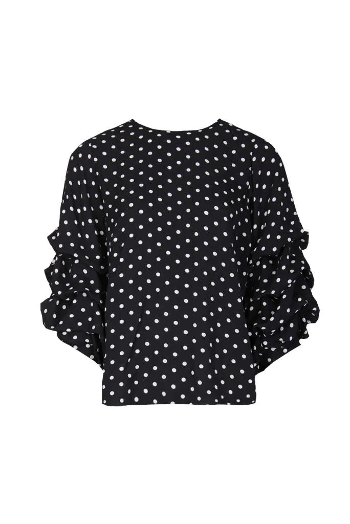 Black Polka Dot Ruffle Sleeve Top sold by AX Paris product image thumbnail 4