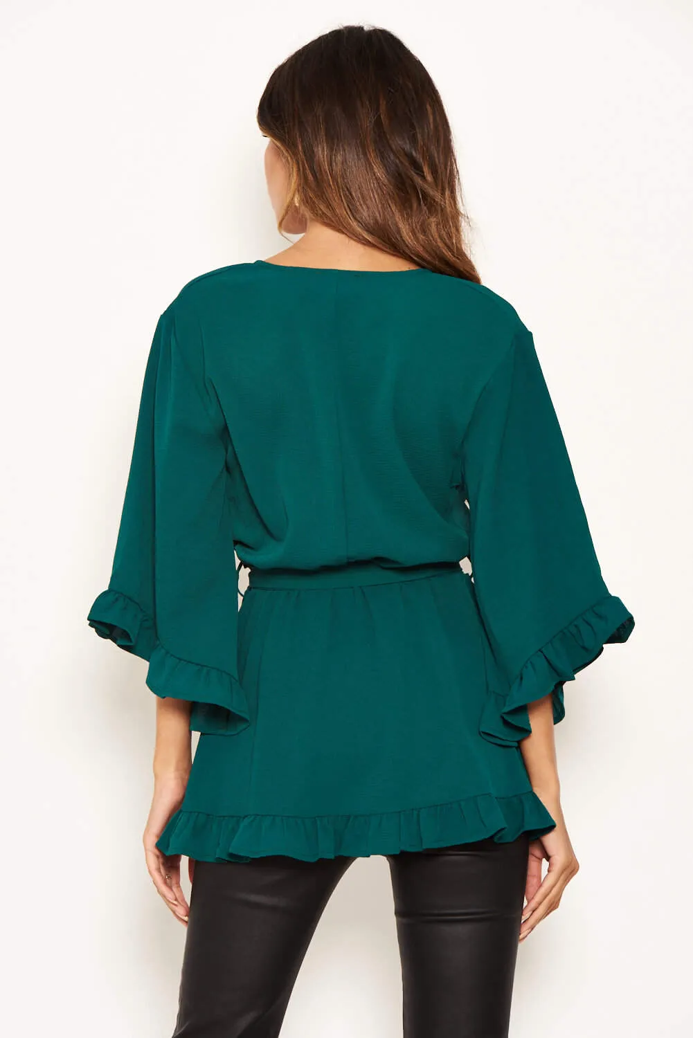 Teal Frill Wrap Top sold by AX Paris product image thumbnail 3