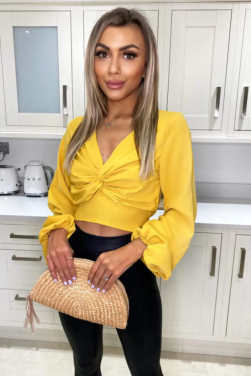 Yellow Front Knot Crop Top sold by AX Paris product image thumbnail 2