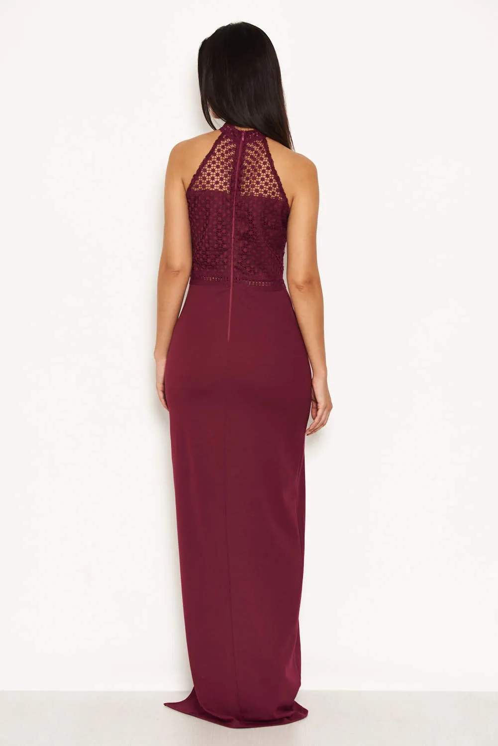 Plum Crochet Top High Neck Maxi Dress sold by AX Paris product image thumbnail 3