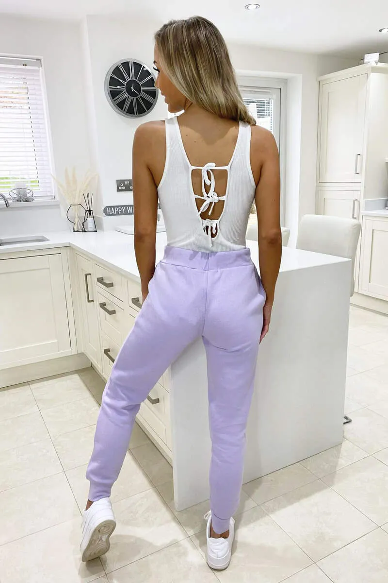 Lilac Basic Drawstring Joggers sold by AX Paris product image thumbnail 4