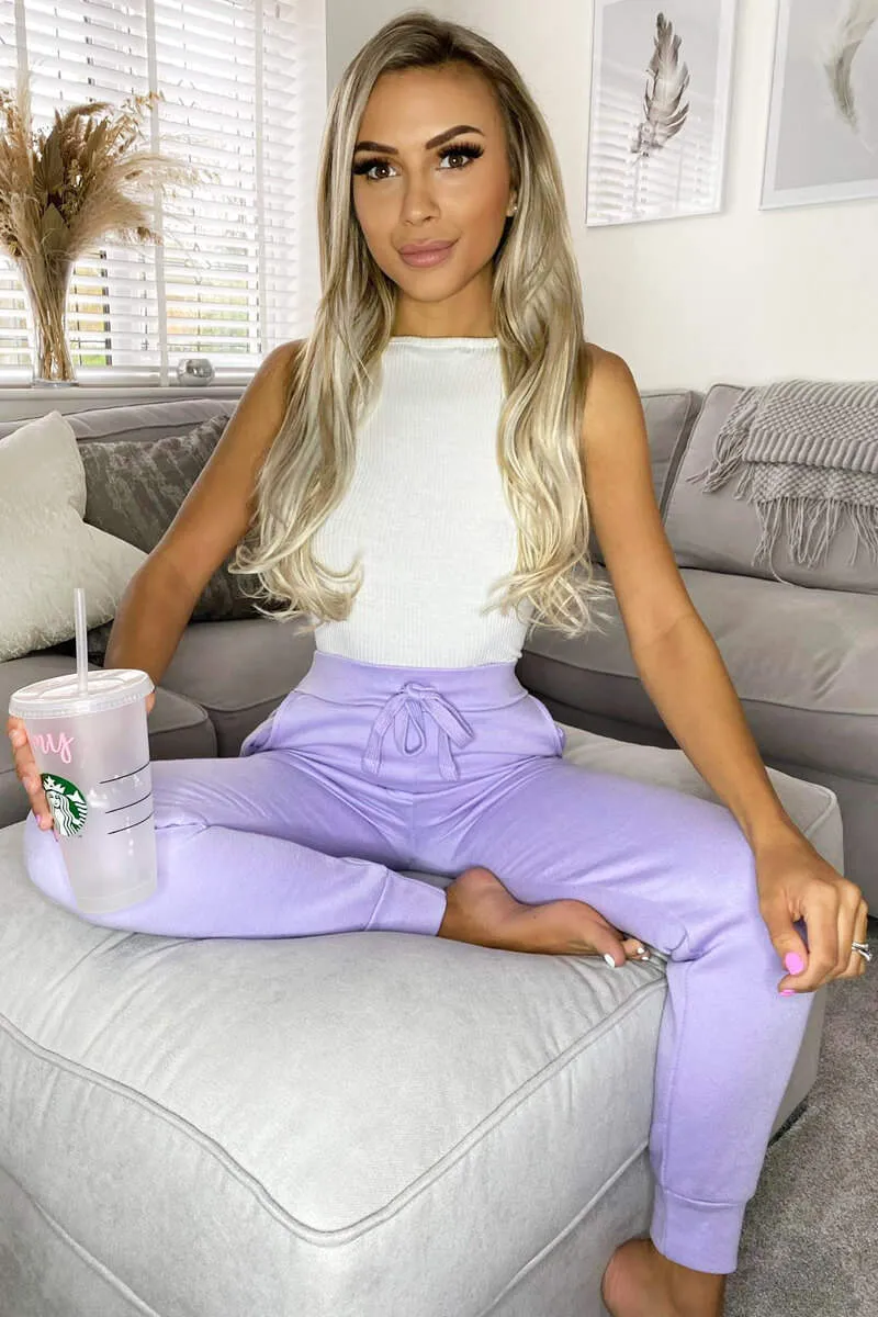 Lilac Basic Drawstring Joggers sold by AX Paris product image thumbnail 2