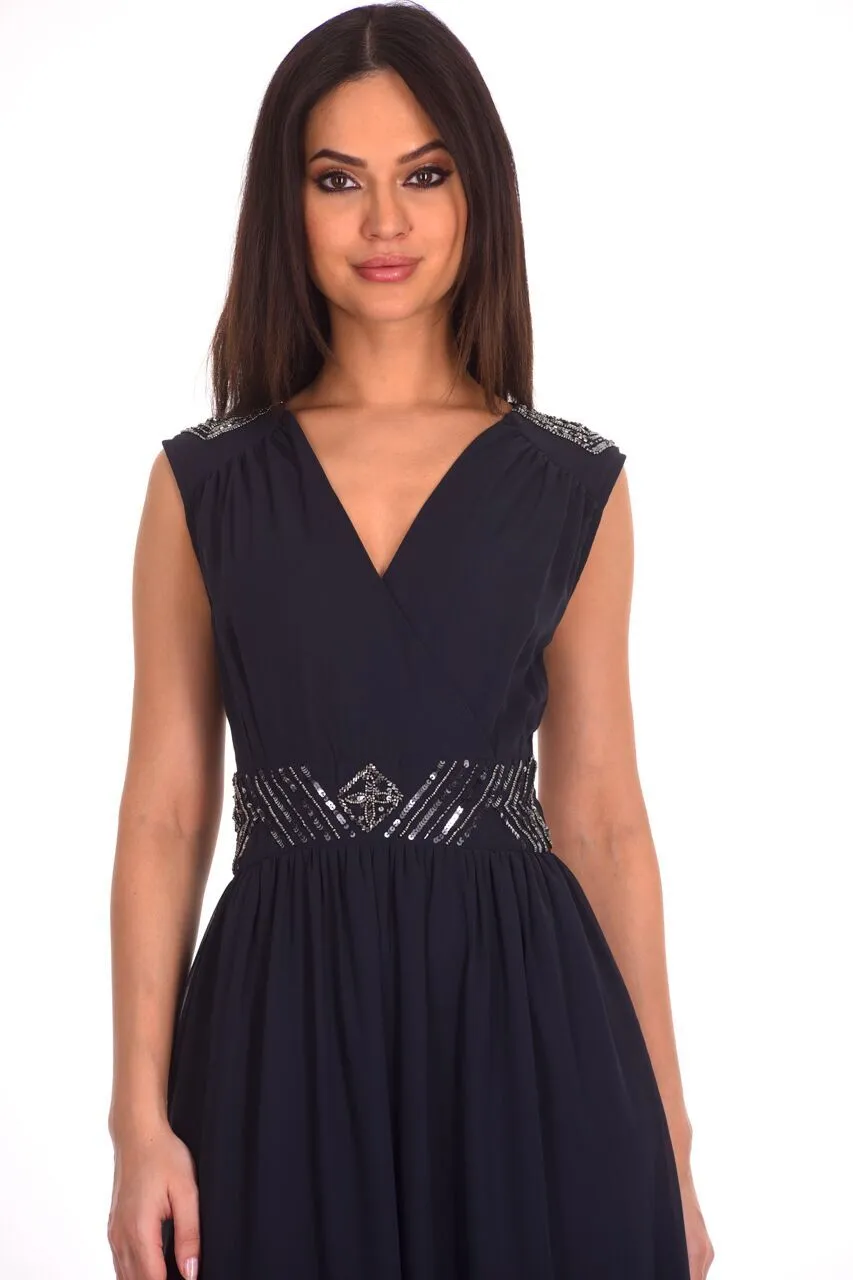 Navy Embellished Maxi Dress sold by AX Paris product image thumbnail 3