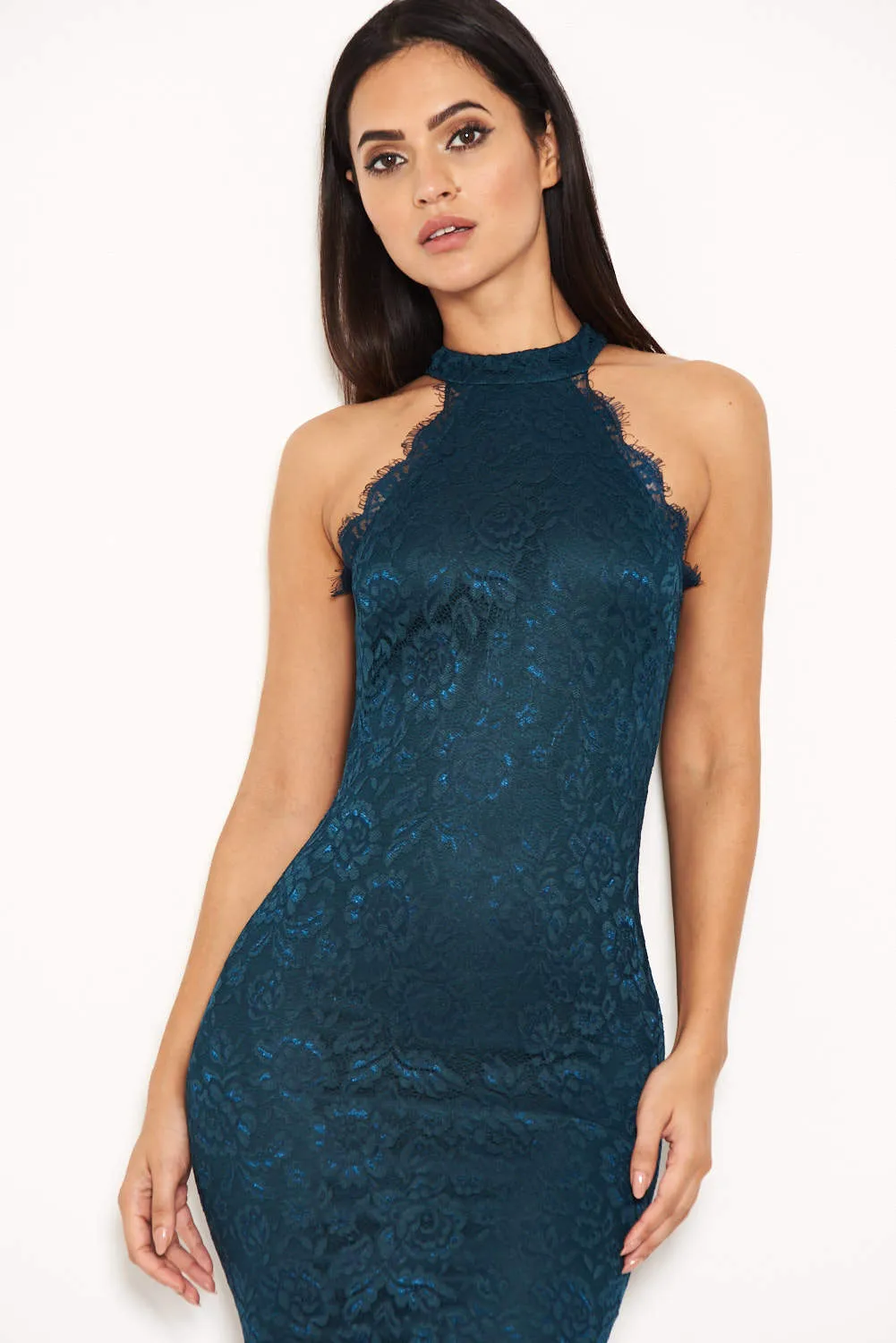 Teal Lace Halter Neck Midi Dress sold by AX Paris product image thumbnail 4